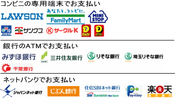 鏡専門店で使えるコンビニ(番号端末式)・銀行ATM・ネットバンキング決済