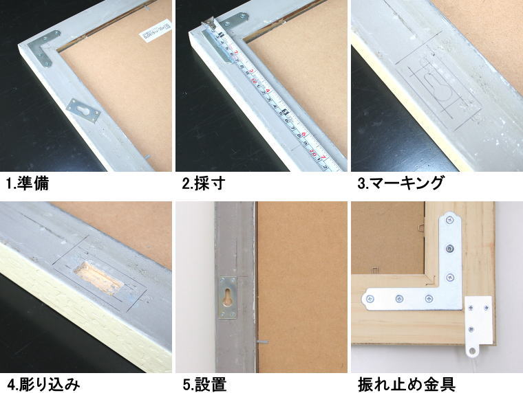 ミラー専門店のとっこ式固定金具の設置方法