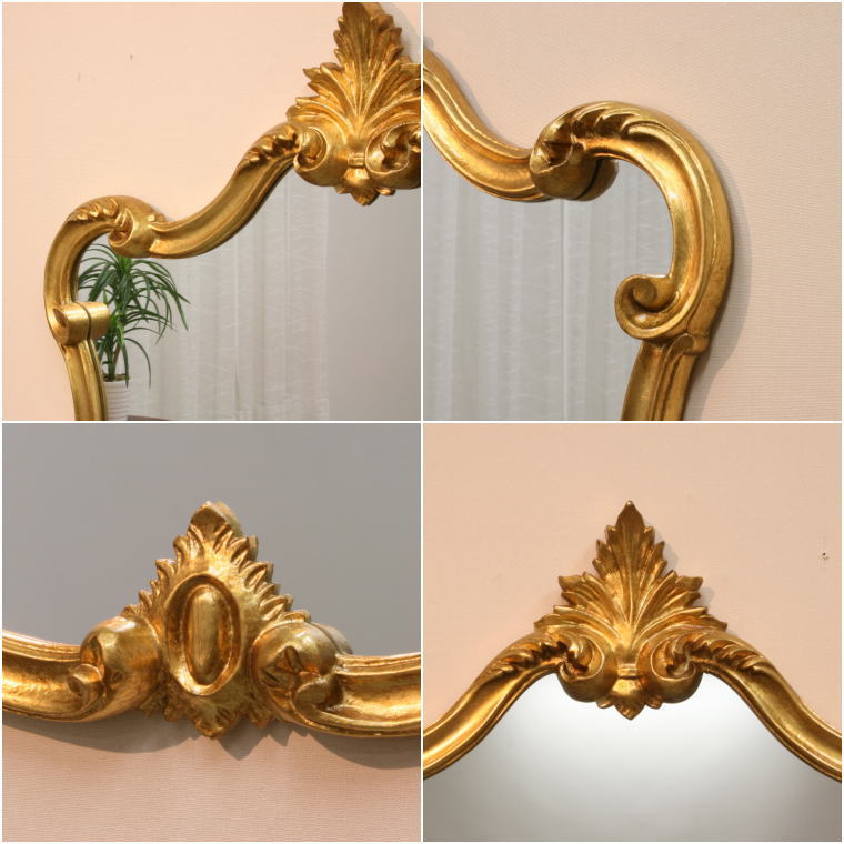 イタリアから輸入した高級感と重厚感のある豪華なゴールドの鏡