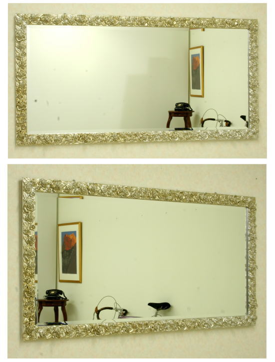 大型サイズウォールミラーMoRoseSilver-82X162