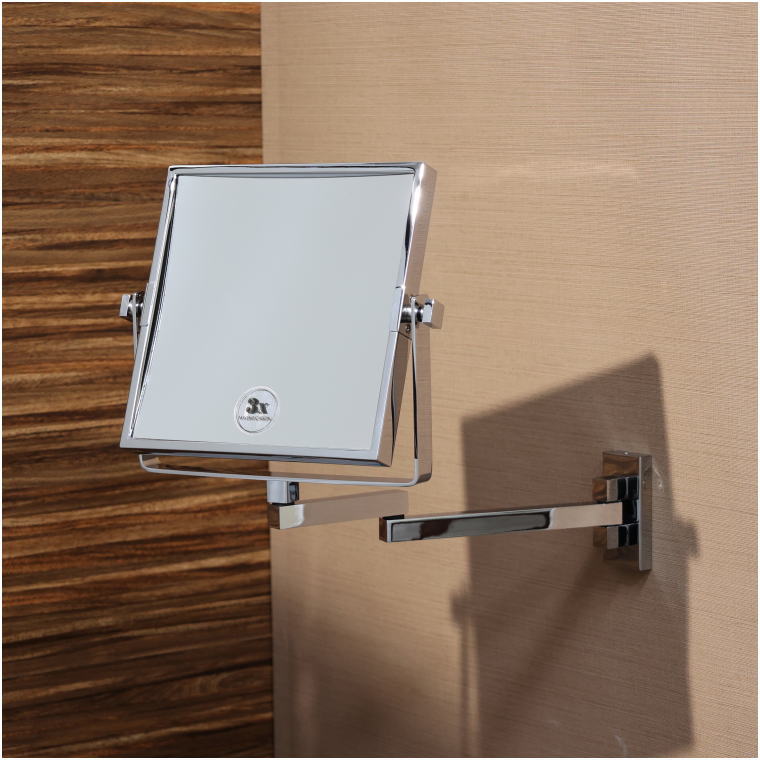 3倍率ミラー,平面鏡,可動式,真鍮クローム,業務仕様,ホテル用,角度調整,壁取付,視認性向上,耐久設計