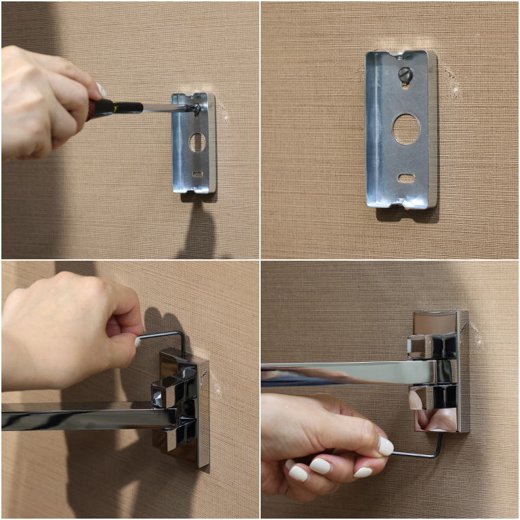 取付手順,壁固定,ブラケット,施工写真,ホテル設備,業務工事,簡易設置,金具構造,安定保持,実装例