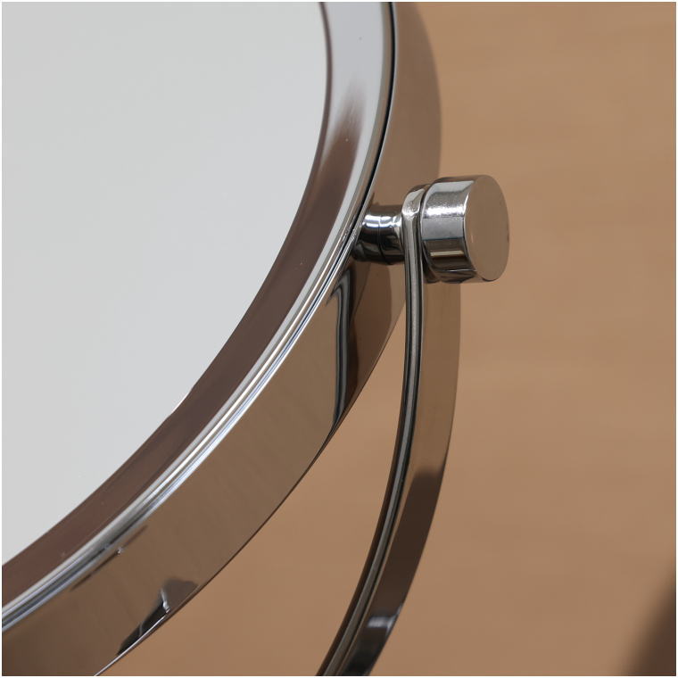 回転式 メイクミラー 側面ディテール 3倍鏡 壁付け拡大鏡 クロームメッキ 丸型フレーム