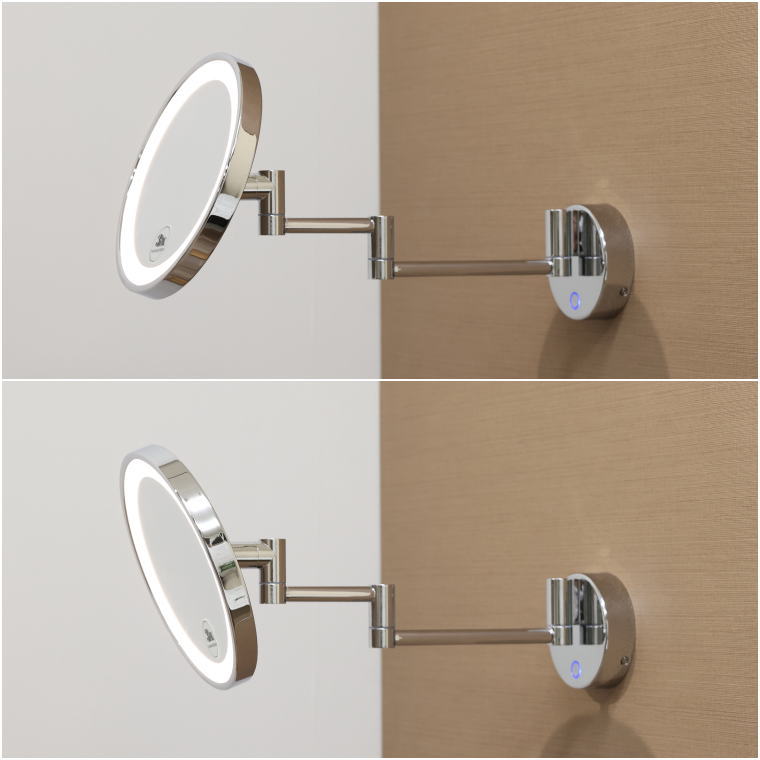 ホテル備品ミラー, LED調色式, 高品質業務用, 壁取付タイプ