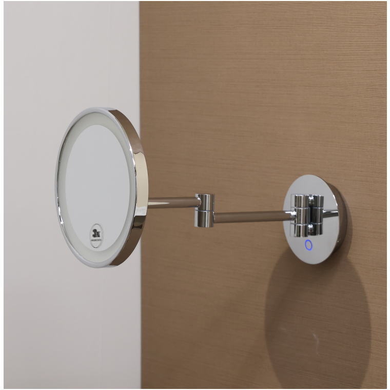 3倍拡大鏡,LED調色ミラー,壁掛け,高級仕様,真鍮製,化粧用ミラー,業務設置,電球色クール色切替,スタイリッシュ,インテリア対応